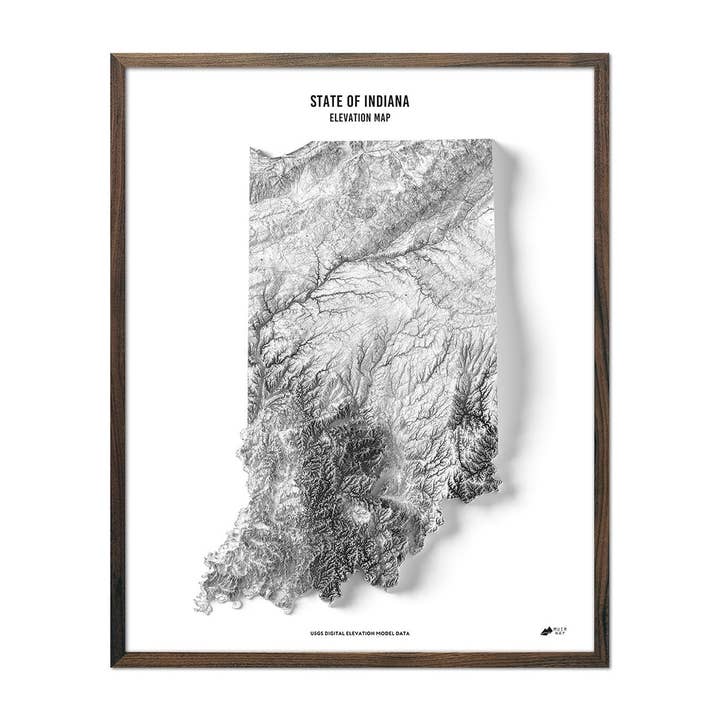 Indiana Elevation Map for wholesale by Muir Way
