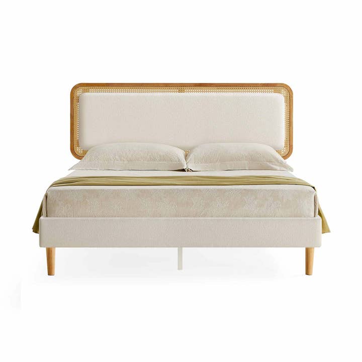 Greenwestons BOHOVEN Kollektion - Sängram i full storlek med rottinginspirerat justerbart sänggavel för wholesale av Greenwestons