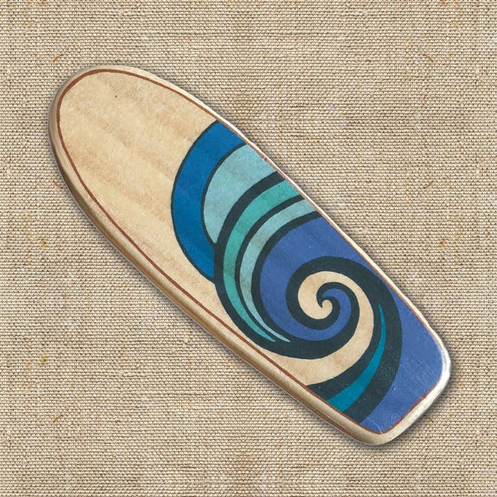 Flying Tree Studios – Arte de parede dimensional/3D por atacado – Mini Prancha de Surf de Madeira com Natação Bebê Tartaruga Marinha Verde (C)