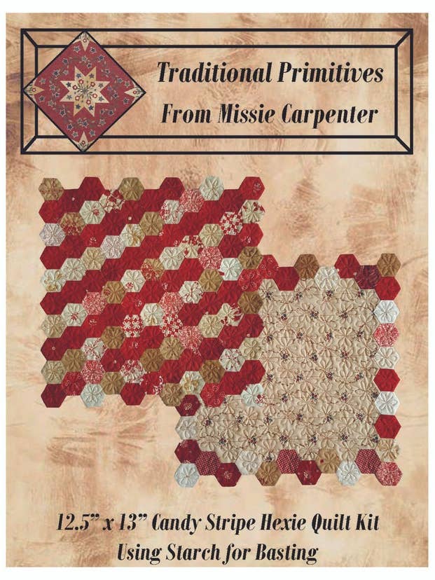 Candy Stripe Hexie Quilt EPP Pattern for wholesale by Traditional Primitives