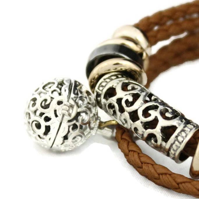 Destination Oils – wholesale Aromaterapiarmband – Brunt läder fläta eterisk olja diffusor armband
