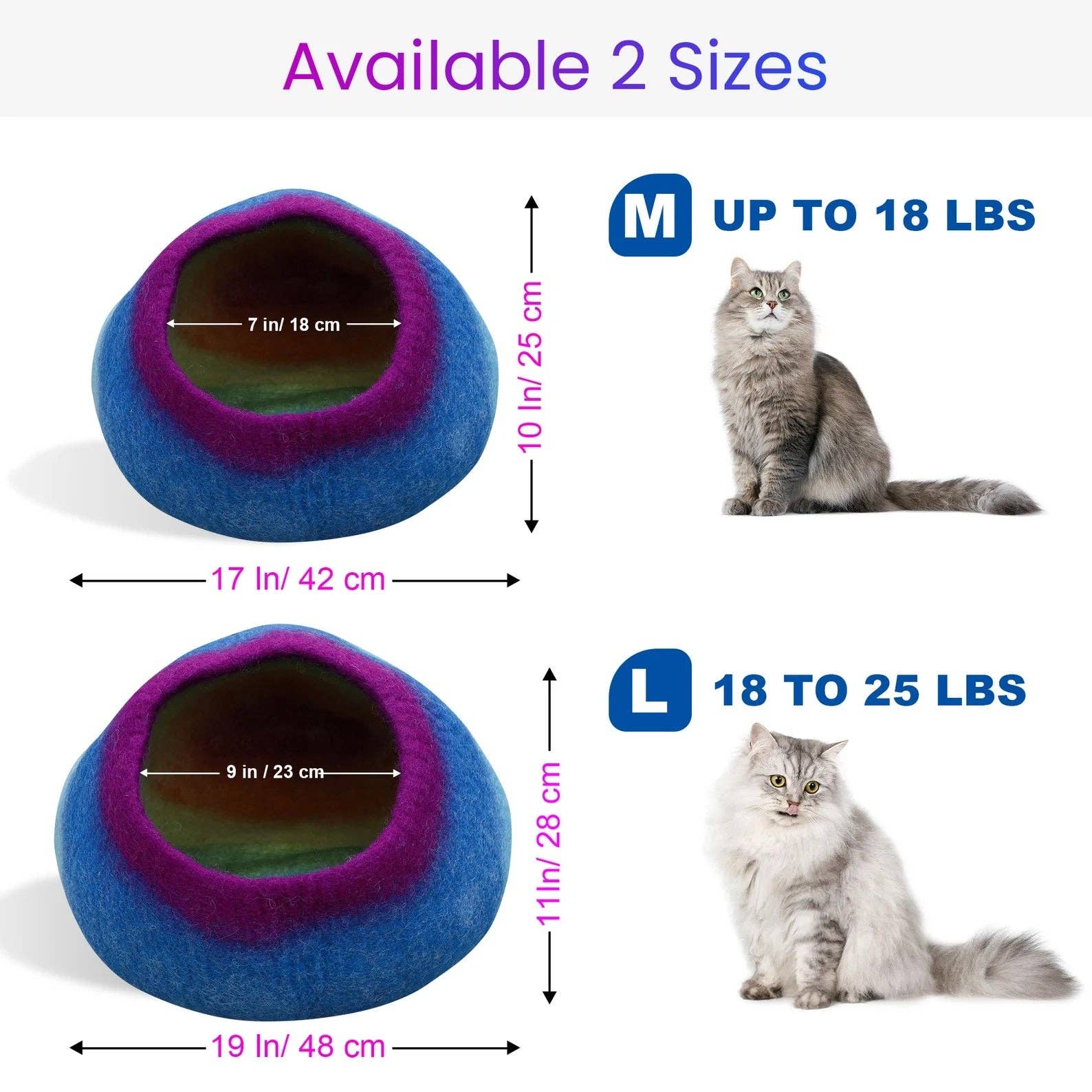 Lungta Imports – casota - Gato e cão por atacado – Caverna de Gato em Feltro Arco-Íris KayJayStyles / Cama para Gato / Casa Quente para Gato / Casulo de Gato em Lã Natural Ecológica - Ótimo Presente para Gatos4