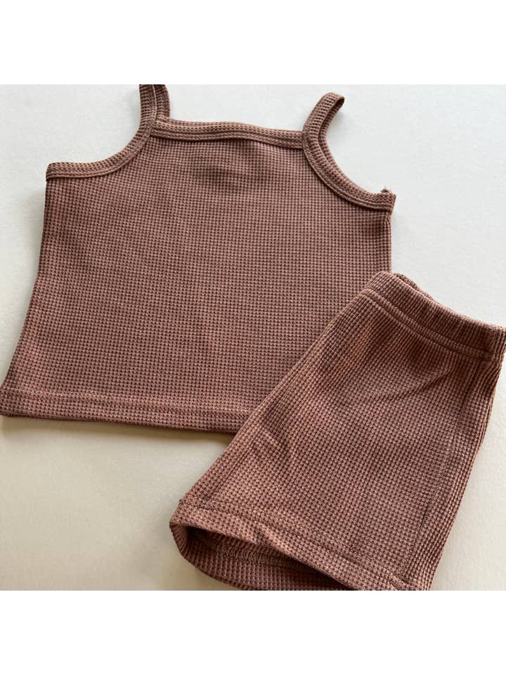Modern Roots Kids Co. - Wholesale Top & Short Set - Kids - Waffle Two Piece Set | CHOCOLATE