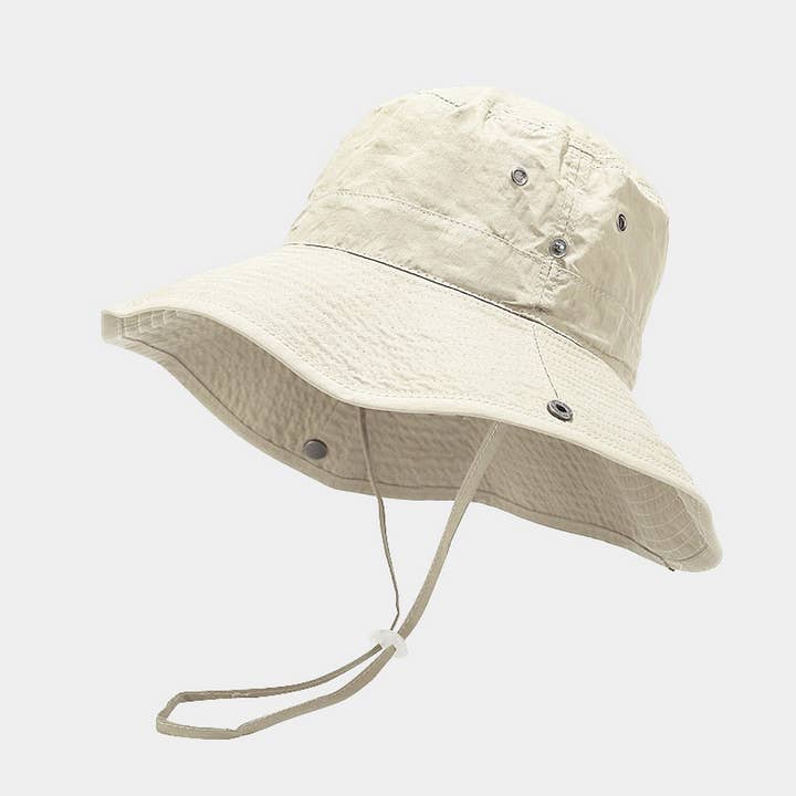 ACCITY - Wholesale Bucket Hat - Women's - Vintage Wide Brim Sun Hat with Wind Strap_CWAH38731