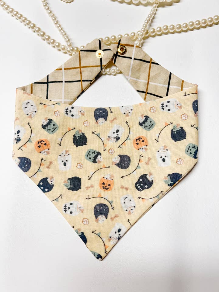 Halloween Pals Reversible Dog Bandana, Fall Pet Scarf SnapOn for wholesale by StellaLoo