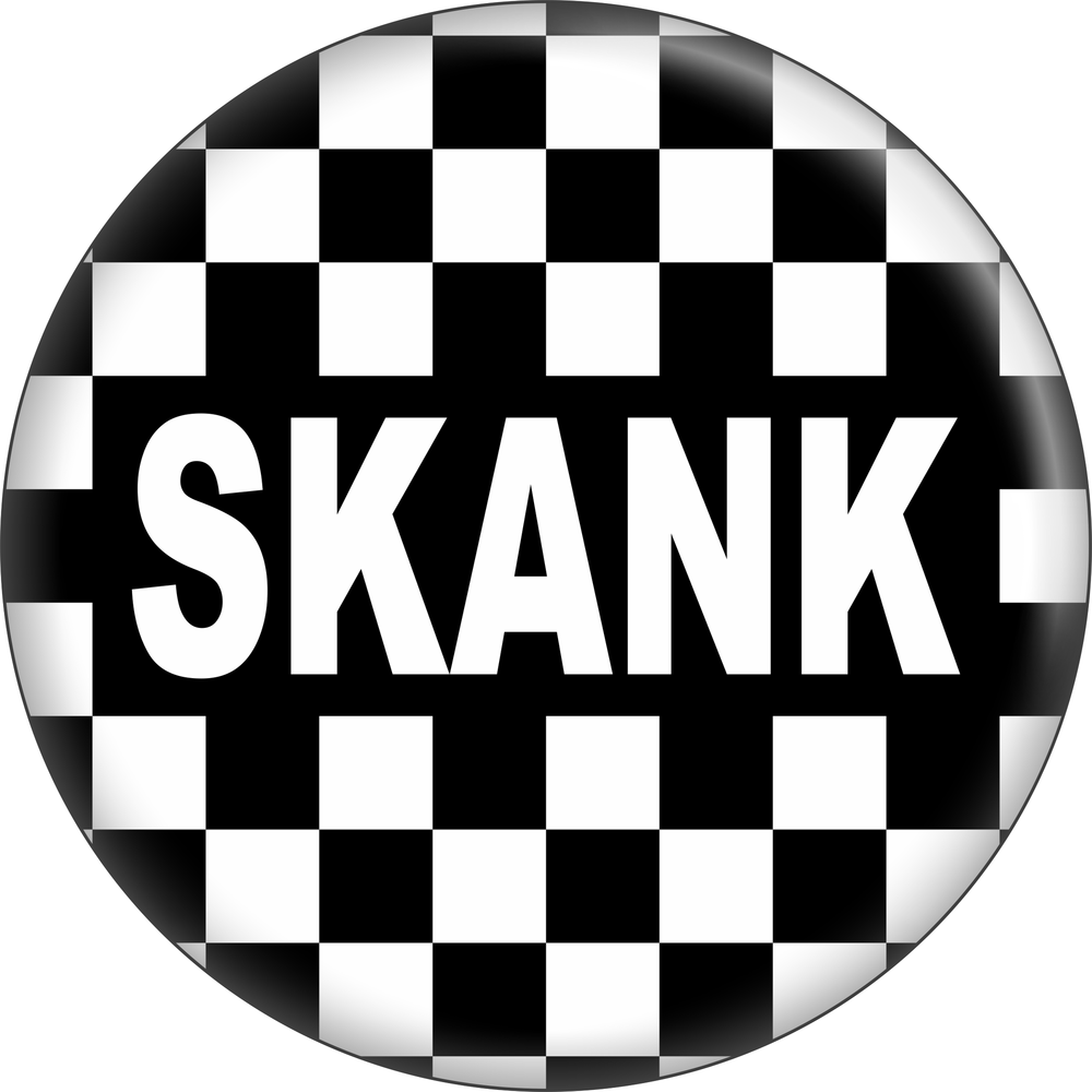 Square Deal Recordings & Supplies - Wholesale Lapel Pin/Button - Pin-on Button - 1 Inch - "Skank" - On Checkerboard0