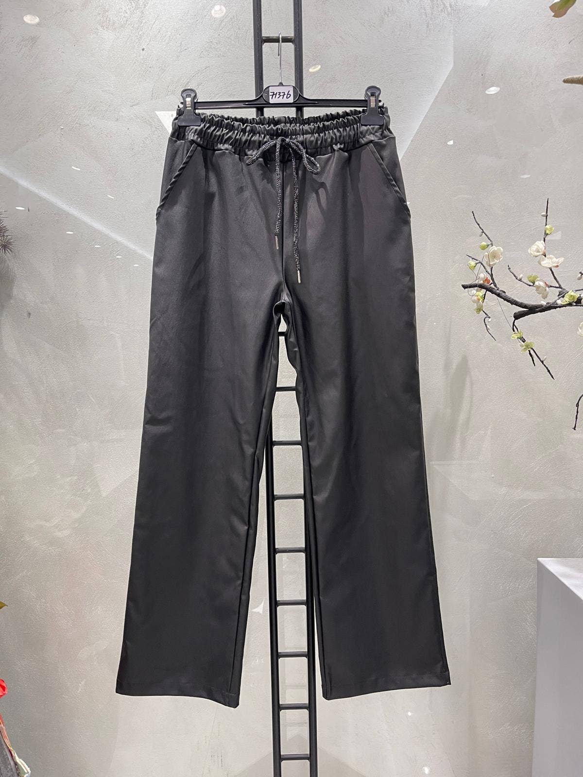 Kurt Muller - Wholesale Pants - Women's - Wide Leg Vegan PU Leather Bi- Stretch Trousers2