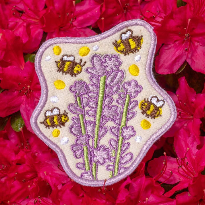 Lavender & Bees Embroidered Patch! for wholesale by Clammy Heart