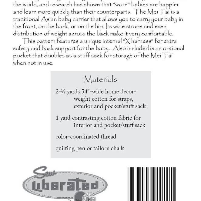 Sew Liberated Sewing Patterns - Vente Kits de couture - Patron de couture porte-bébé Mei Tai4