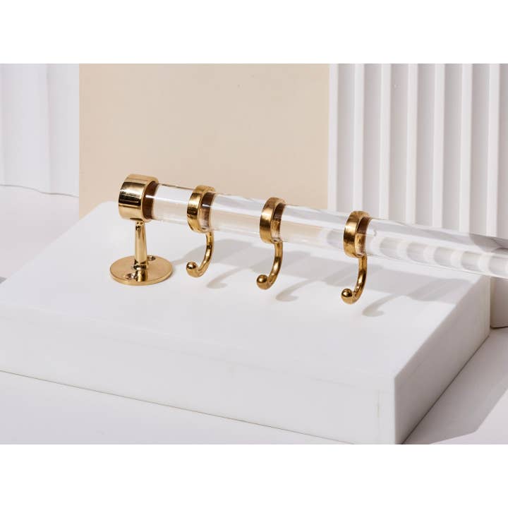 LuxHoldups - Wholesale Wall Hook - Brass Hook Ring for Lucite Towel & Kitchen Rods, Pot Rack