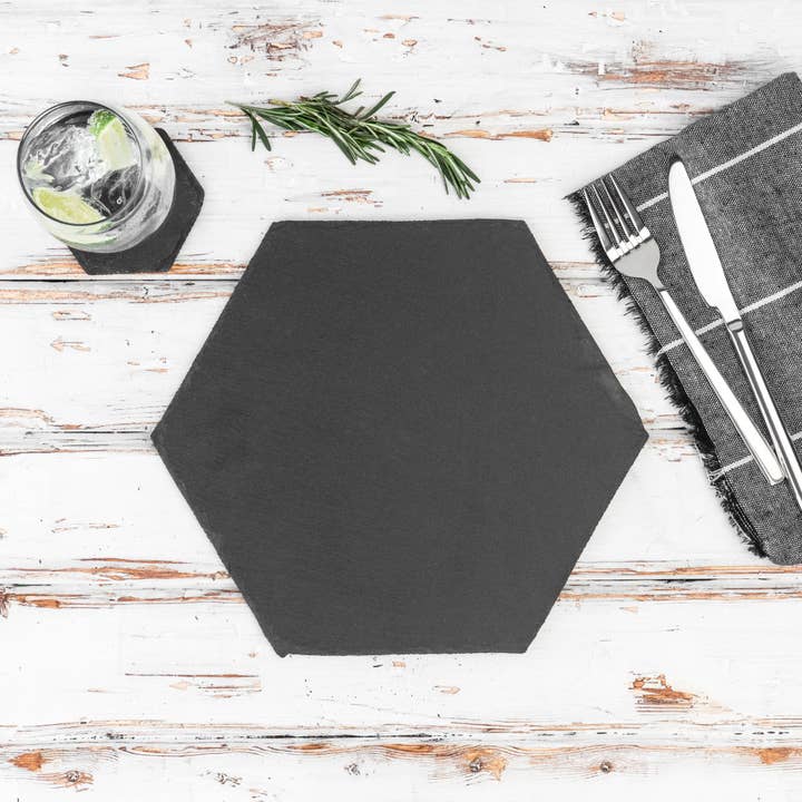 Rinkit Ltd - Wholesale Coasters - Argon Tableware Hexagon Natural Slate Drinks Coaster2