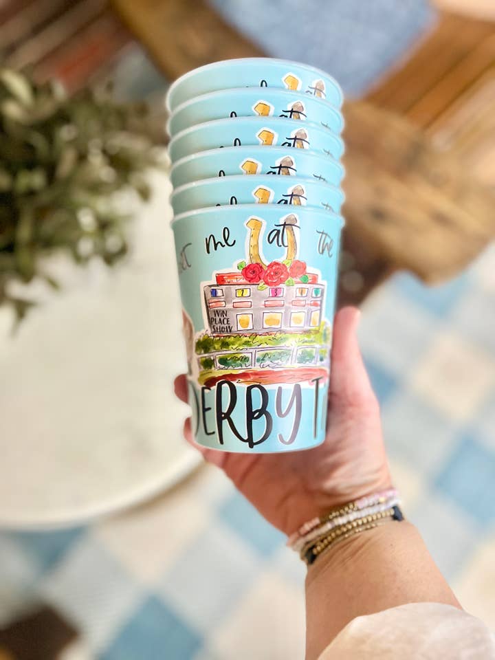 Derby Time Reusable Cups, set of 6 for wholesale by Happy By Rachel, LLC