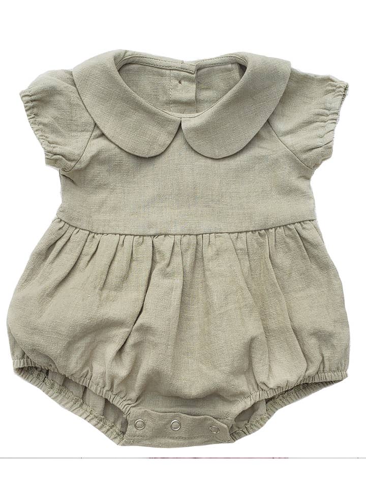 OLIVE & CRADLE – Engroshandel Bodysuit - Baby – Peter Pan Krave Hør Boble Romper + Sløjfe | Allie2