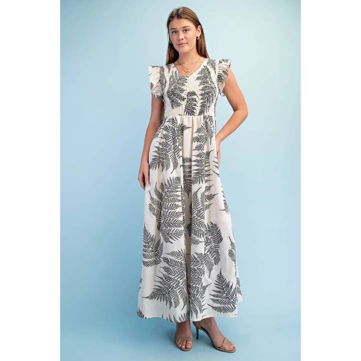 Robe midi sans manches à imprimé fougère fluide pour la vente par BNS