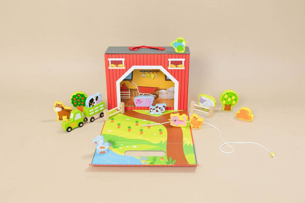 Spirit 'N Sprout - Wholesale Toy Set - Kids - CASE Farm Play Set Lacing Toy - Open-ended Scene1
