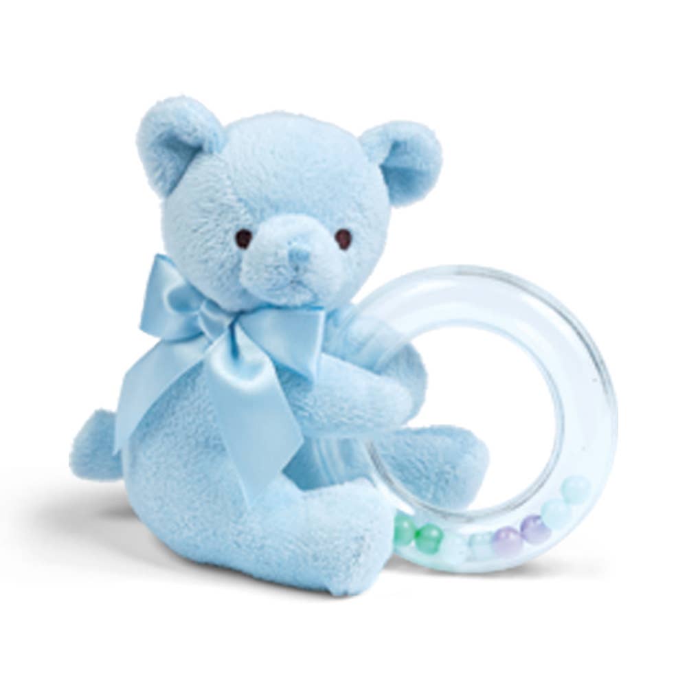 Bearington Collection - Wholesale Handheld Rattle - Baby - Polky Blue Teddy Shaker Rattle
