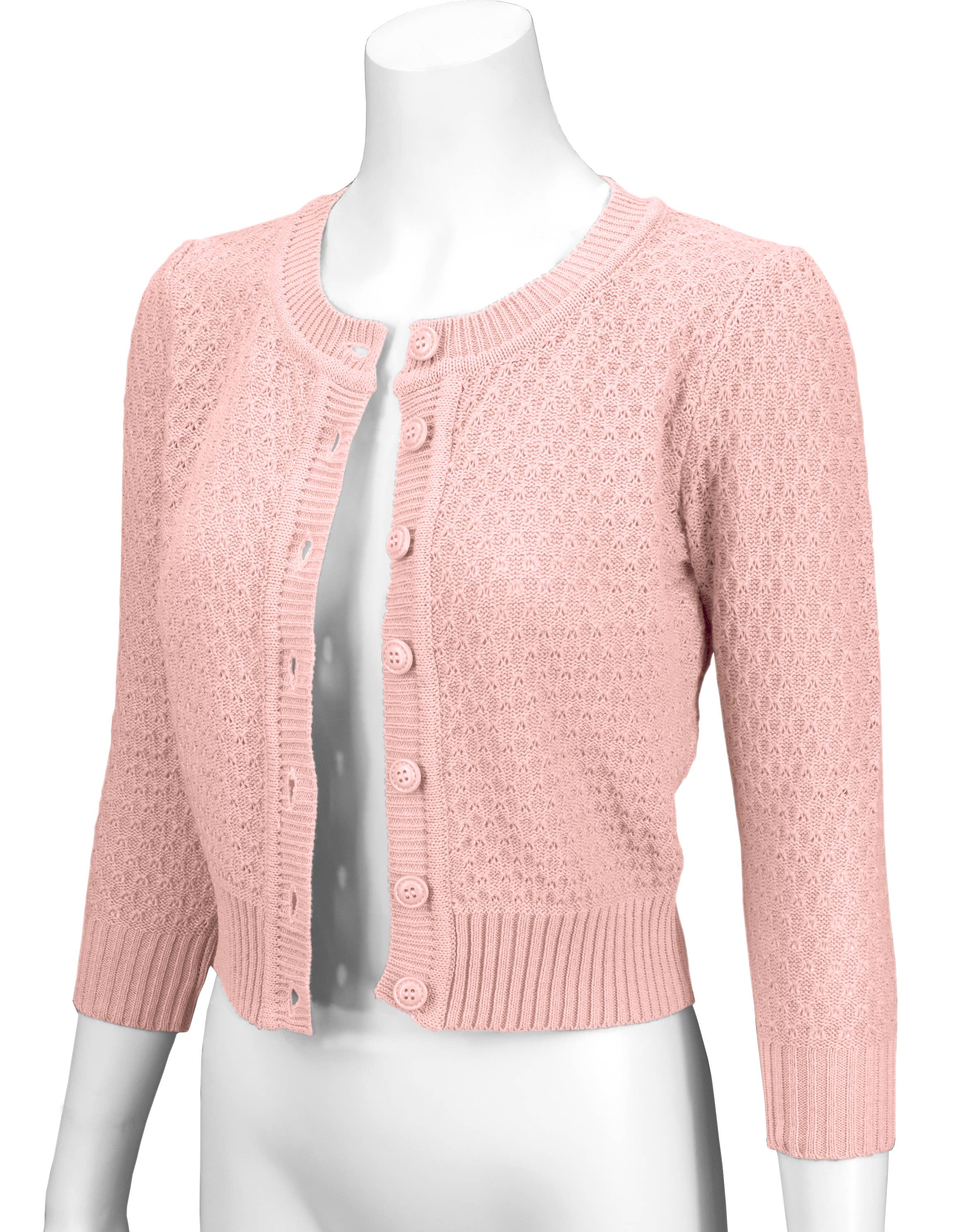 Mak - Vendita all'ingrosso Cardigan - Donna - Maglione cardigan plus size lavorato a maglia girocollo con maniche a 3/4 MK3514PL7
