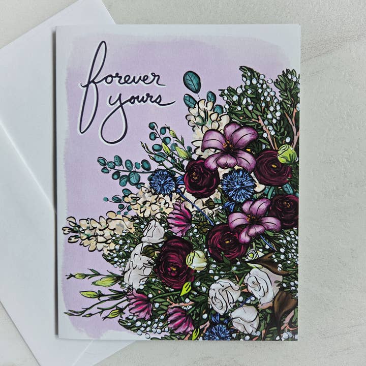 Forever Yours Greeting Card for wholesale by Scribblebard Illustrations