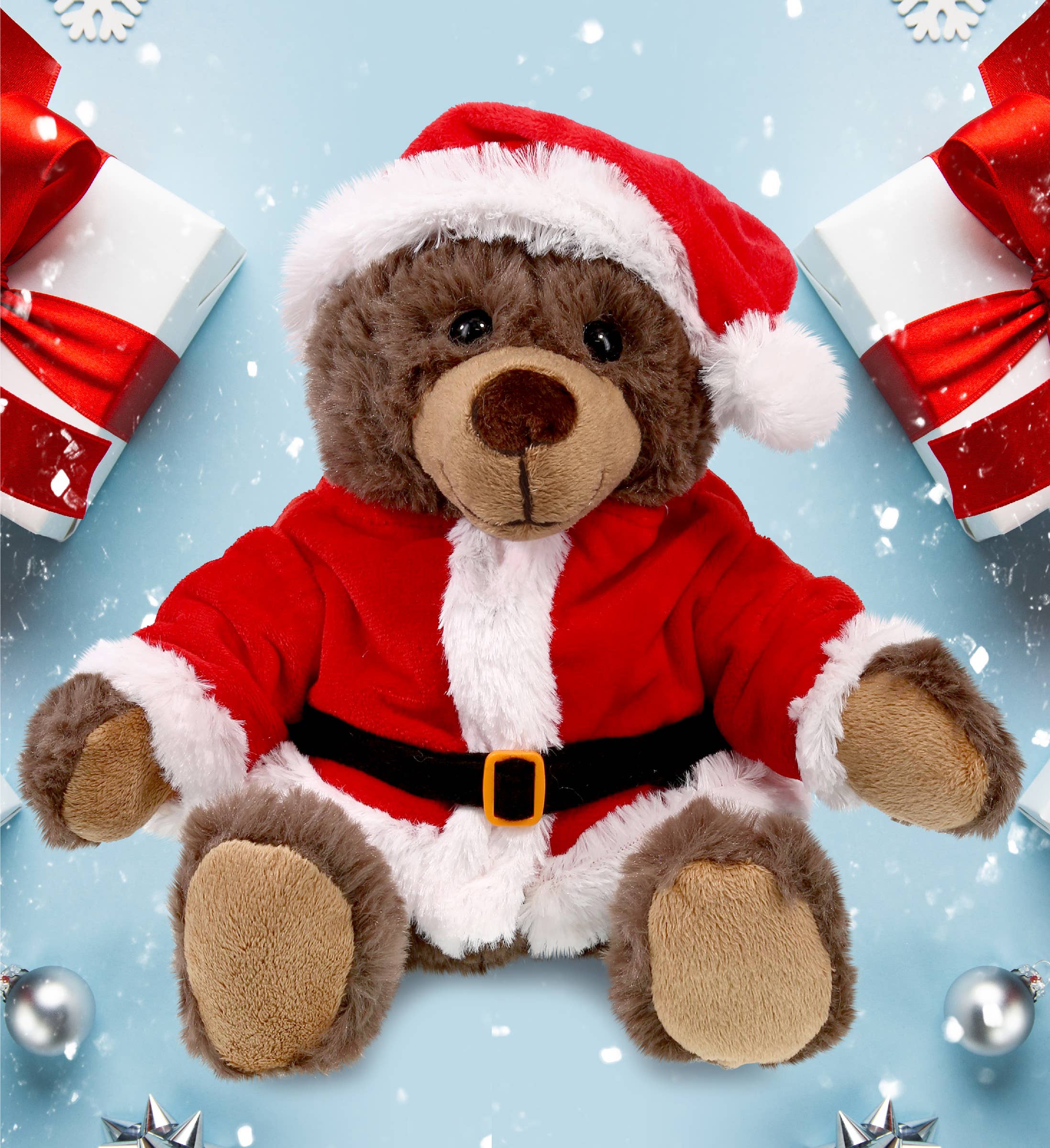 Cota Global - Wholesale Stuffed/Plush Toy - Kids & Baby - Super Soft Plush Santa Brown Bear with Red Plaid Hoodie4