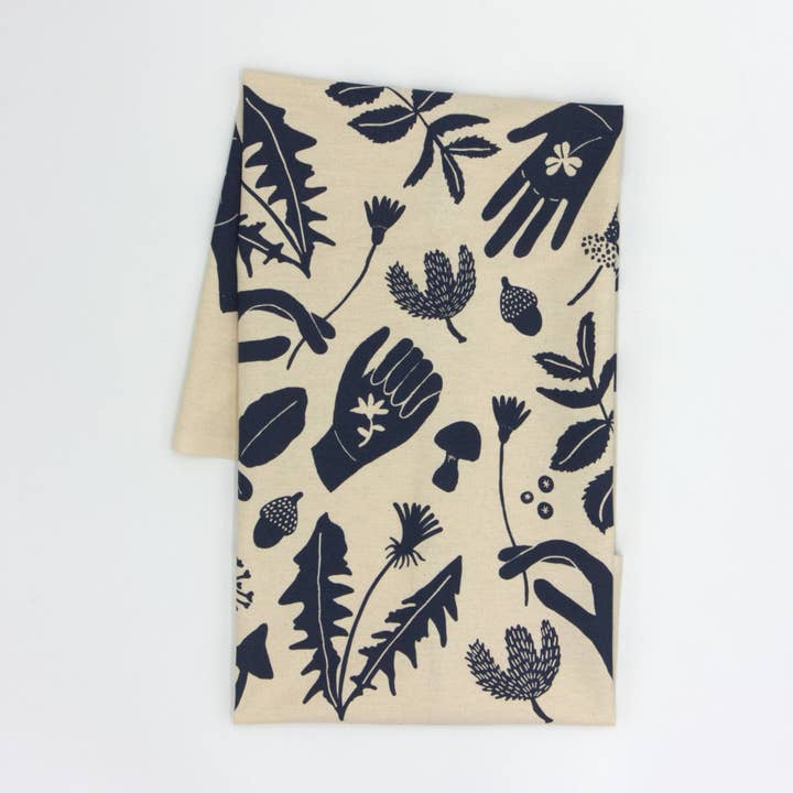 Winter Forager Kitchen Tea Towel - 100% Organic Cotton for wholesale by Growing Wilder
