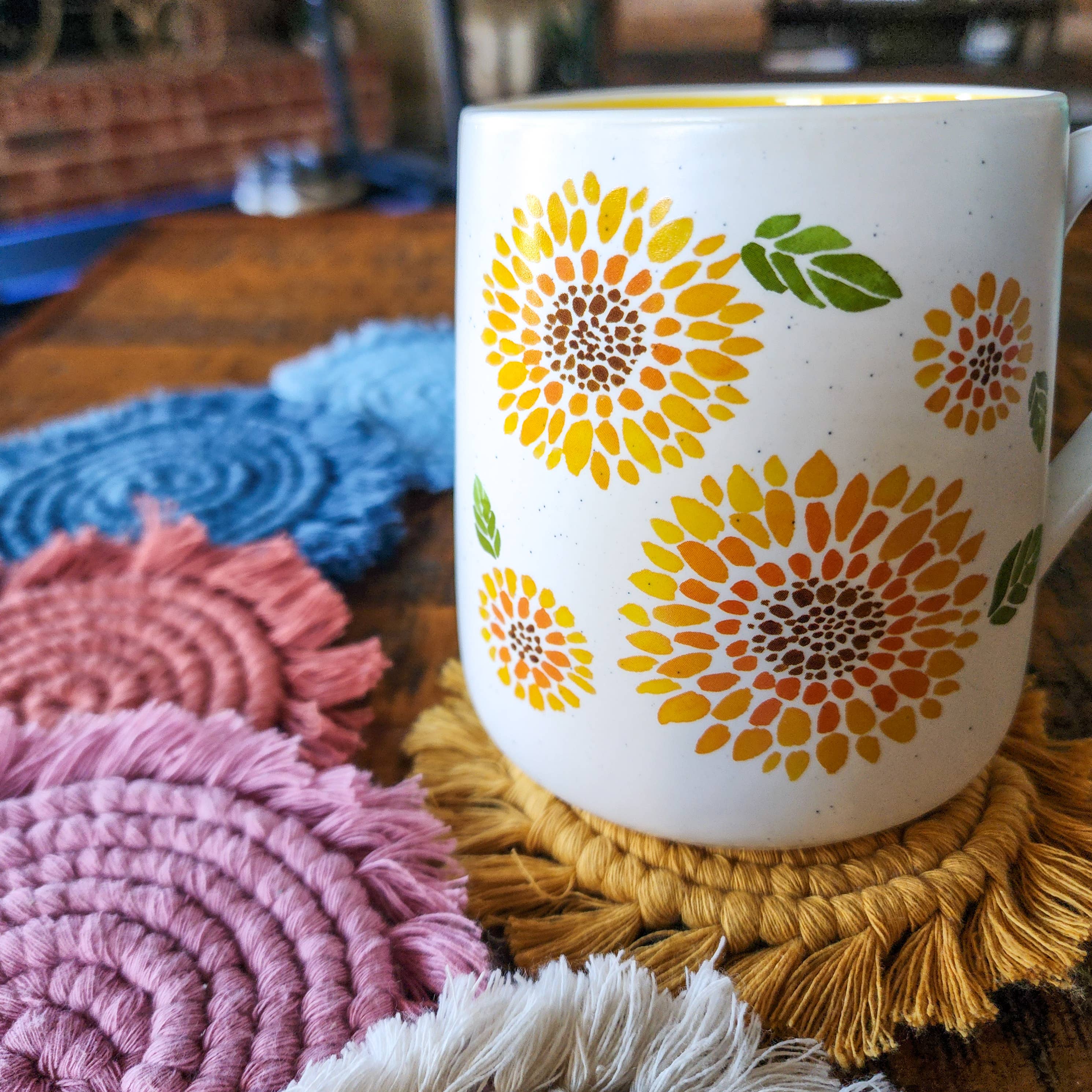 Handmade By Uruba - Wholesale Coasters - Macrame Boho Coasters, Handwoven round Cotton Coaster9