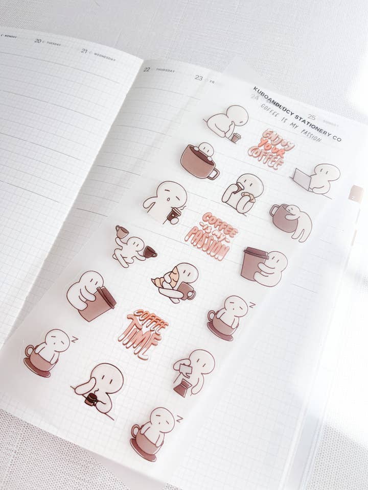 Kuboandlucy Stationery Co | Coffee Is My Passion Sticker Sheet for wholesale by Kuboandlucy Stationery Co