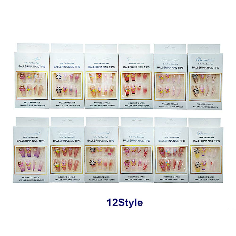 Atlas Fashion - Wholesale Press-On/Fake Nails - Long Coffin Teddy Bear Press On Nails1