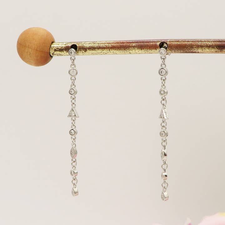 Daemon srls - Wholesale Dangle Earrings - FAIRY ~ paio Orecchini ARGENTO 925 pendenti zirconati