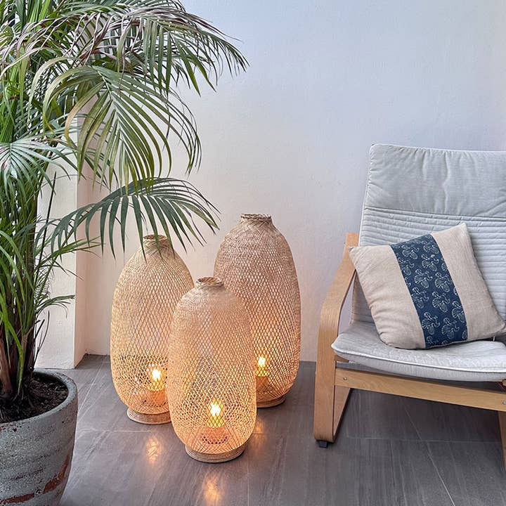 Lanna Passa - Wholesale Floor Lamp - Set of 3 - Free Standing Tall Bamboo Floor Lamps