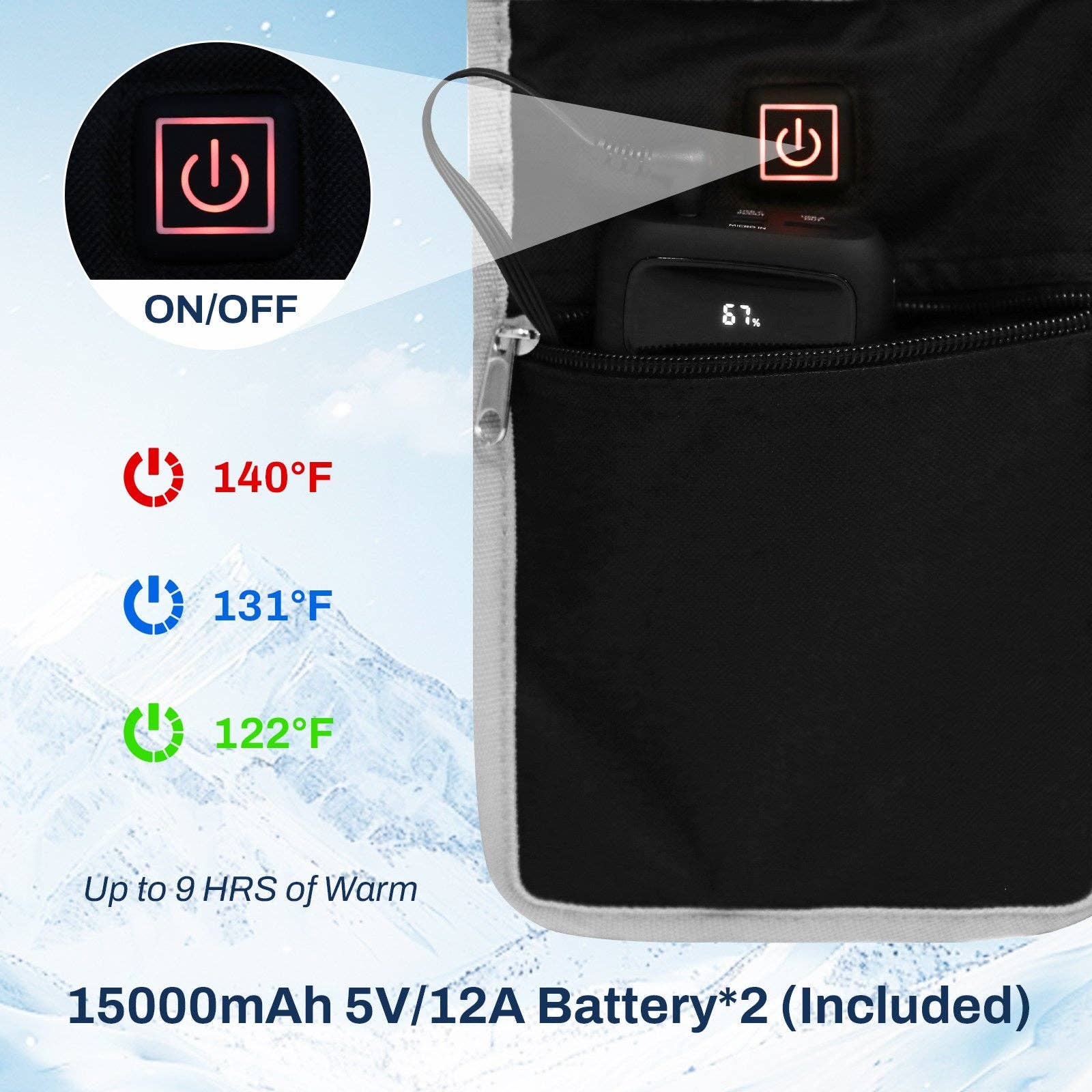 Antarctica Outdoors – wholesale Folding chair – ANTARCTICA GEAR Heated 3-Person Camping Chair with 12V 15000mAh Battery Pack6