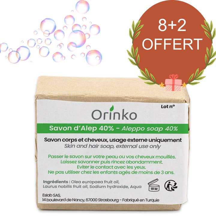 8+2 FREE: Traditional Aleppo soap for wholesale by Orinko