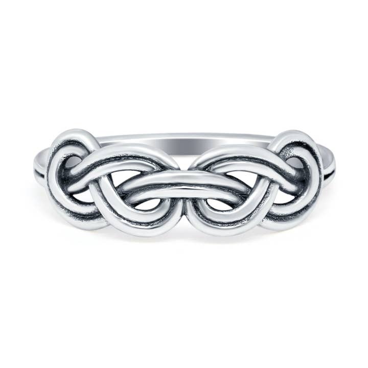 Celtic Crisscross Twisted Rope Tangled Knot Band Oxidized Ring for wholesale by Blue Apple Imports