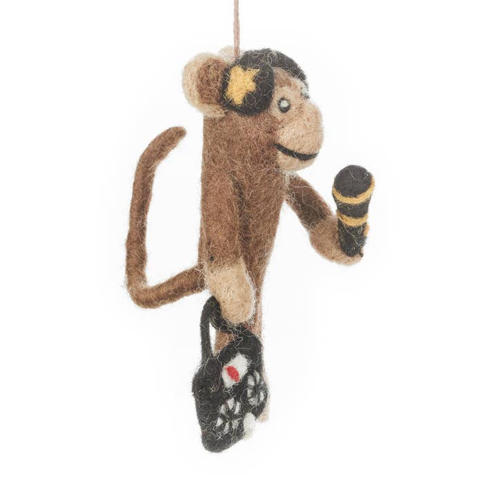 Felt So Good – Ornamento por atacado – Macaco Feltro DJ Bananas Suspensas Decoração1