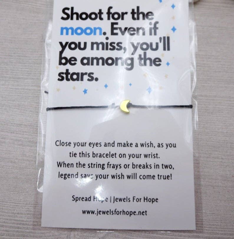 Jewels For Hope - Wholesale Charm/Dangle Bracelet - Moon Wish Bracelet - Inspirational Cord Charm Jewelry5