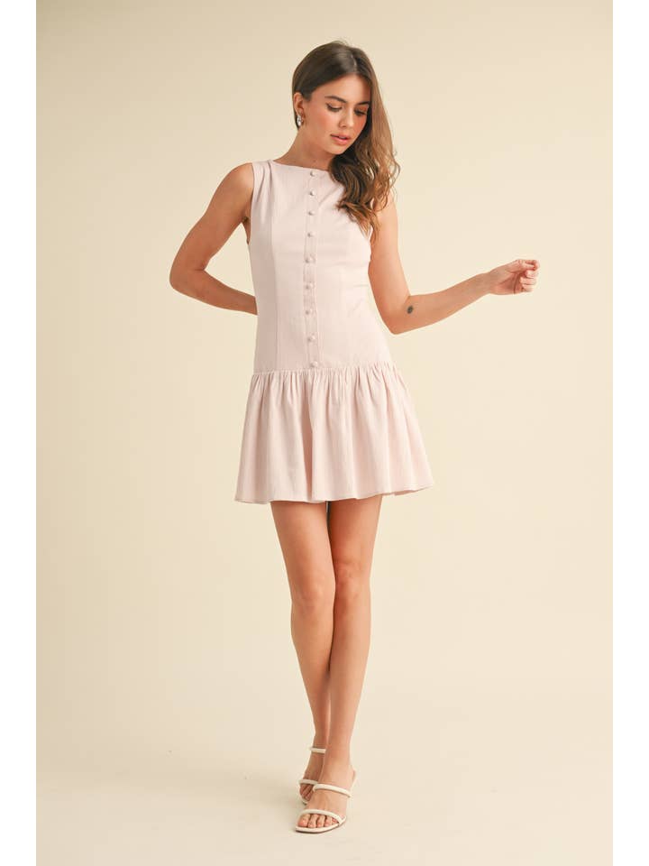 Klesis - Wholesale Dress - Women's - ID9089 STRETCHY LINEN SLEEVELESS DROP WAIST MINI DRESS 16