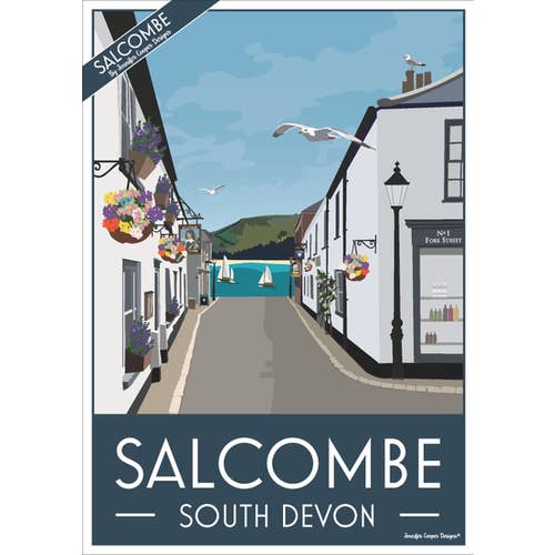 Salcombe (Union Street) | Vintage/Art Deco style poster for wholesale by Jennifer Cooper Designs
