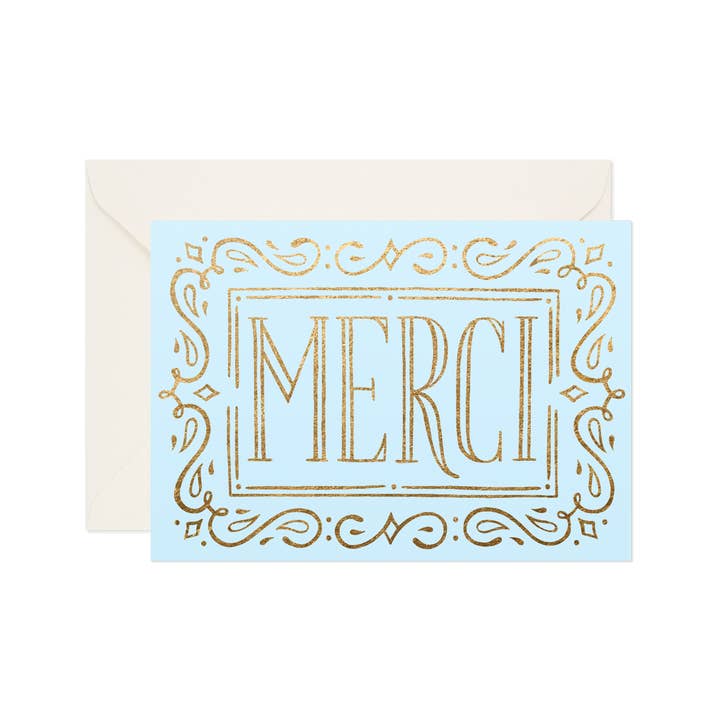 Thank You Card "Merci" with Gold-foil for wholesale by Day One Paper Co.