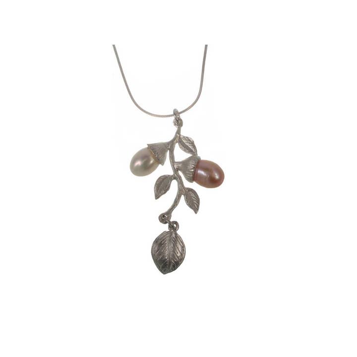 Branch Pearl & Leaf Pendant for wholesale by Erica Zap Designs