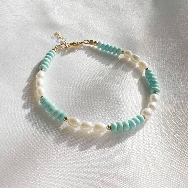 True by Kristy Jewelry - Wholesale Beaded Bracelet - East Coast Turquoise Pearl Beaded Gold Filled Bracelet2