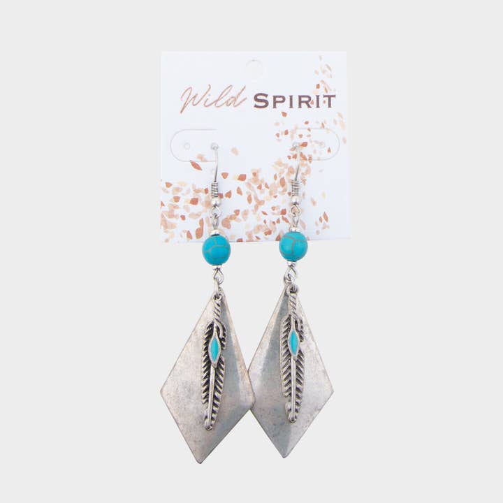 Howard's – Großhandel Ohrhänger – Wild Spirit Western Drop-Ohrringe mit türkisfarbenen Federn