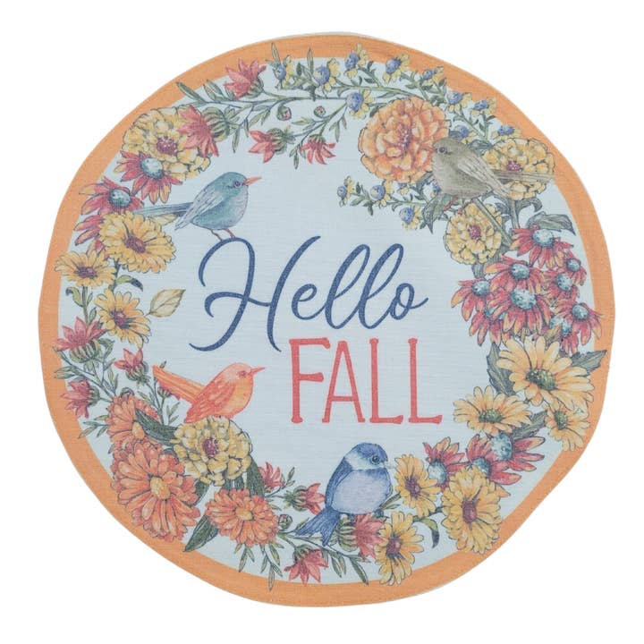"Pumpkin Spice" Autumn-Themed 14" Round Placemat for wholesale by Duke Imports