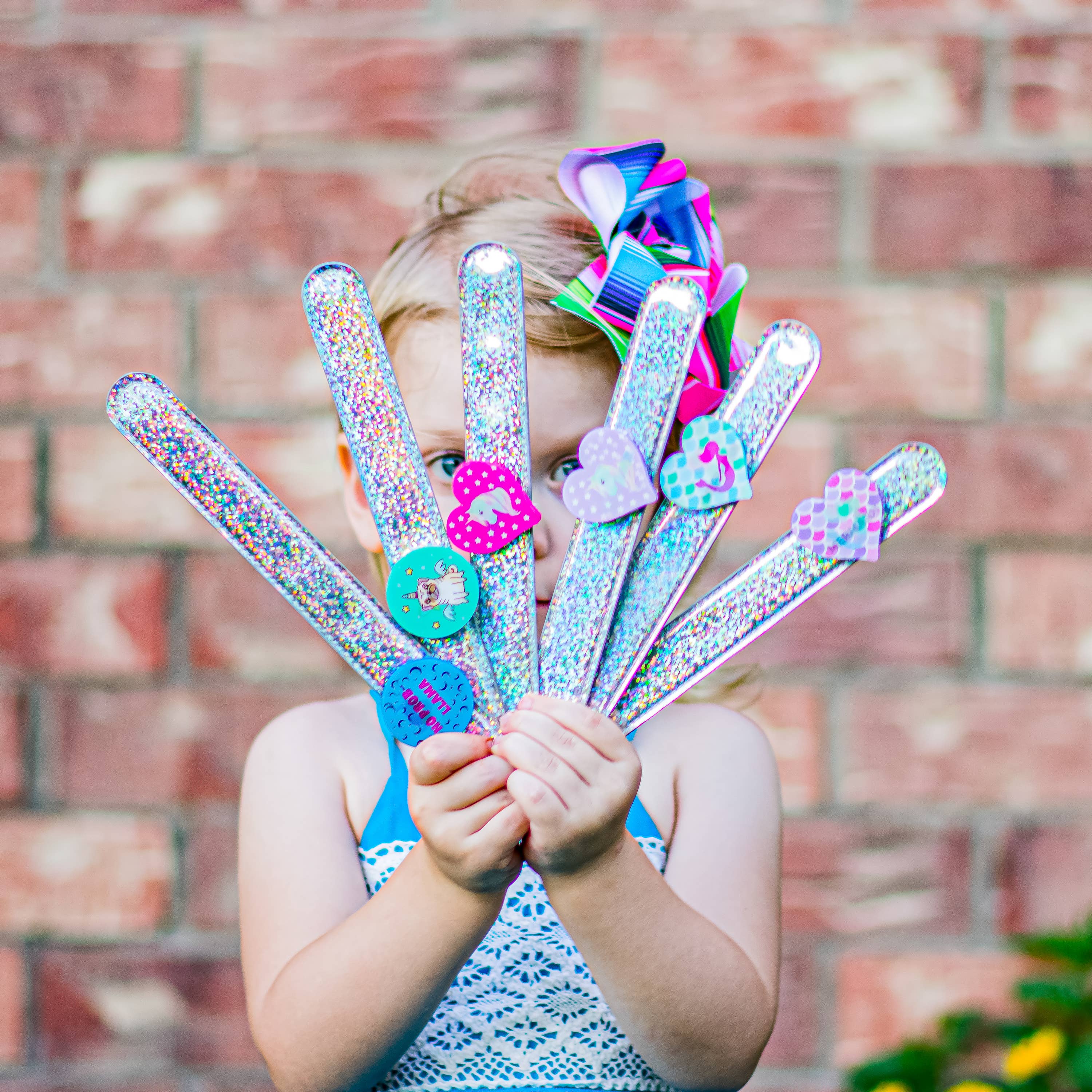 Frog Sac - Wholesale Bangle Bracelet - Kids & Baby - Glitter Slap Bracelet with 3D Image-Shifting Charms - 6 Pack1