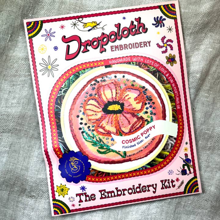 Cosmic Poppy Embroidery Kit for wholesale by Dropcloth Samplers