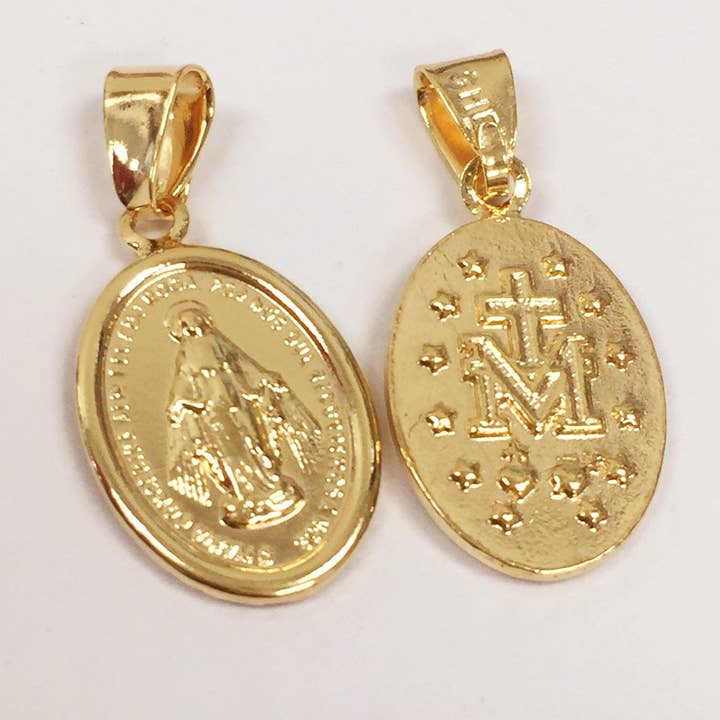 The Bead Bazaar - Wholesale Individual charm/pendant - Gold Filled Miraculous Medal, Virgin Mary Pendant, Saint Pendants, Religious Charms, Blessed Mother, Religious Medals, Spiritual Jewelry, Christian2