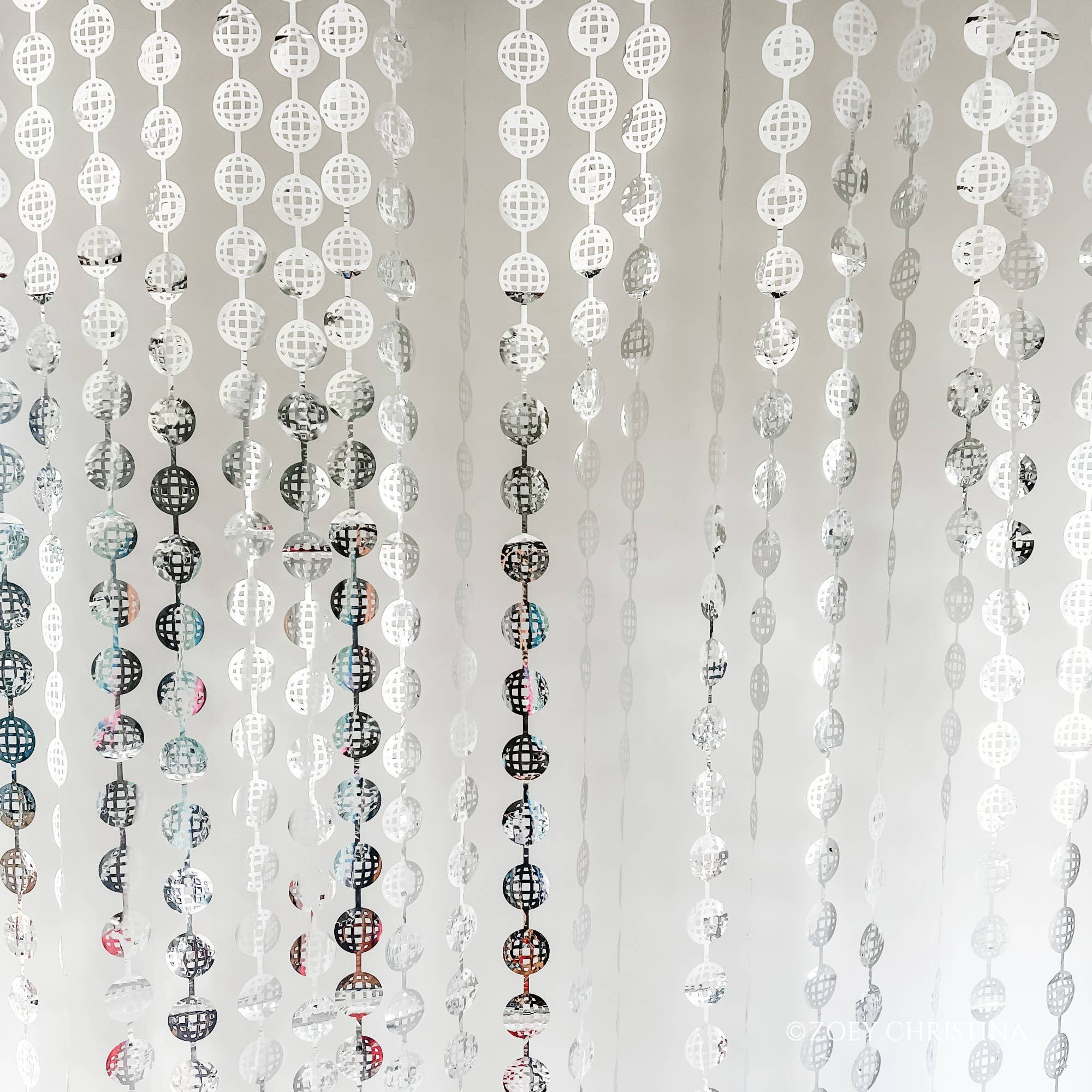 Zoey Christina – wholesale Decal – Party decorations – Disco Ball Foil Backdrop curtain - New Years Eve7