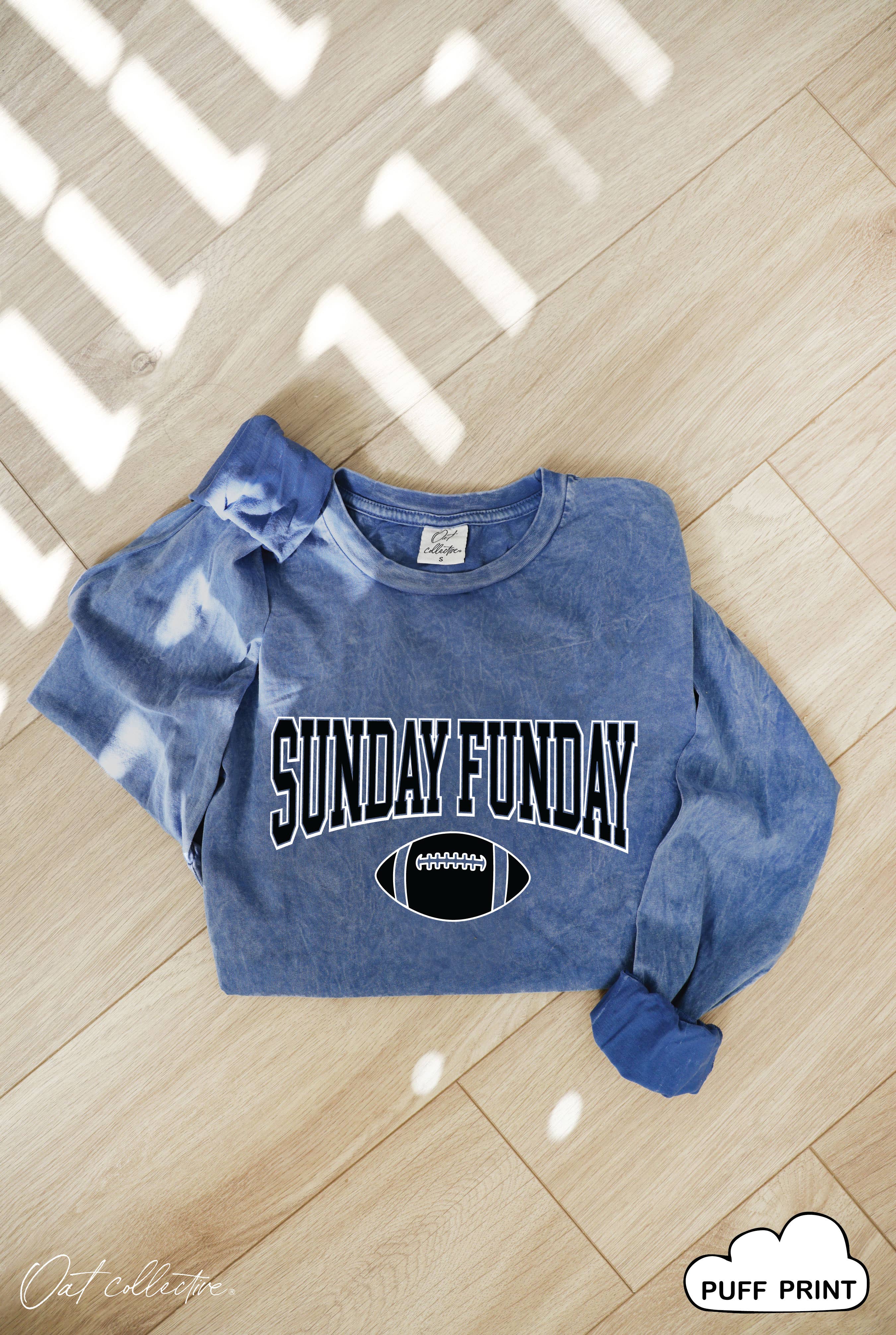 OAT COLLECTIVE - Wholesale Screen Printed T-Shirt - Women's - SUNDAY FUNDAY Mineral Washed Long Sleeve Graphic2