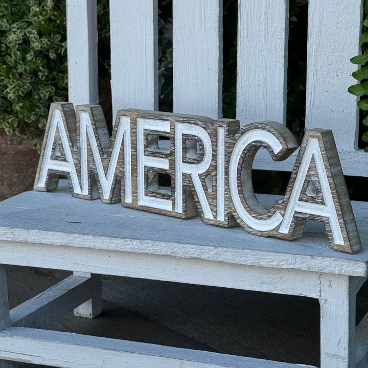 PS-8427 - America Carved Word for wholesale by Collins Painting & Design