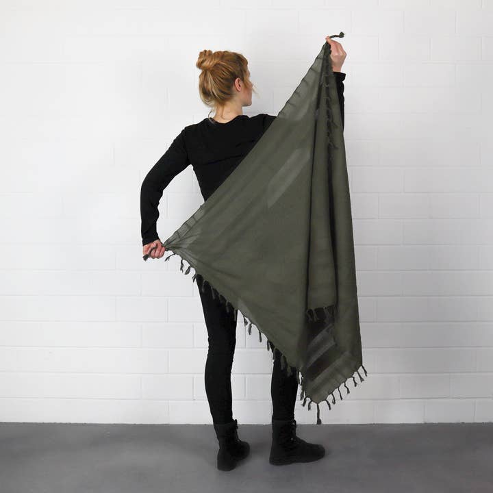 Tribal Trade GmbH - Wholesale Scarf - Unisex - Palituch green-khaki green-khaki Kufiya PLO scarf8