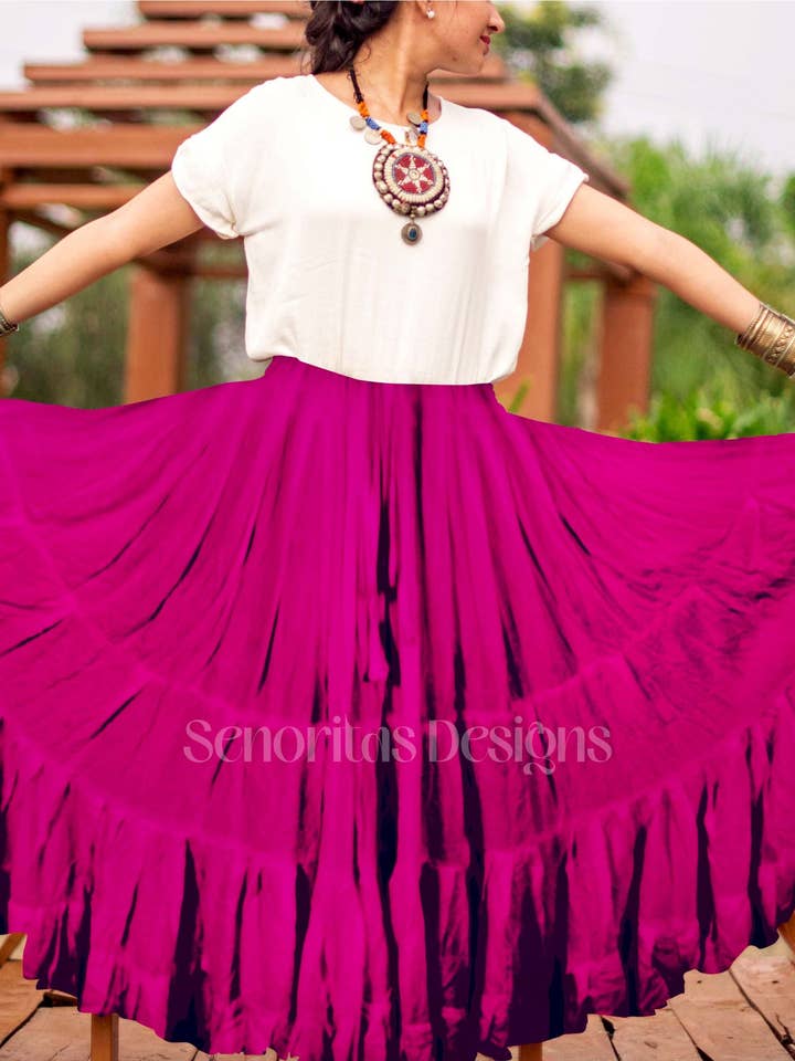 Falda Color Liso Magenta 100% Algodón para venta al por mayor de Senoritas Tribal Designs