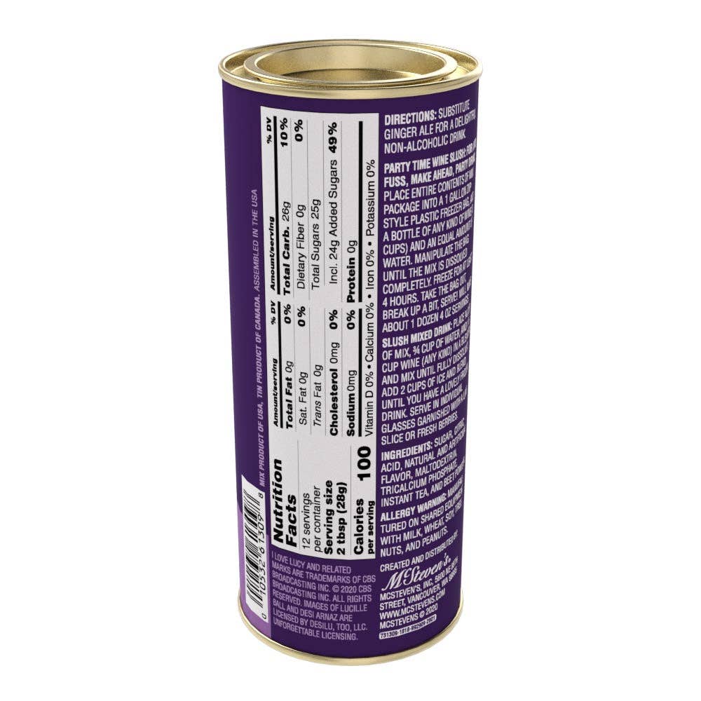 McSteven's - Wholesale Cocktail Mix/Syrup - I Love Lucy's© Grape Wine Slush (12oz Tins)7